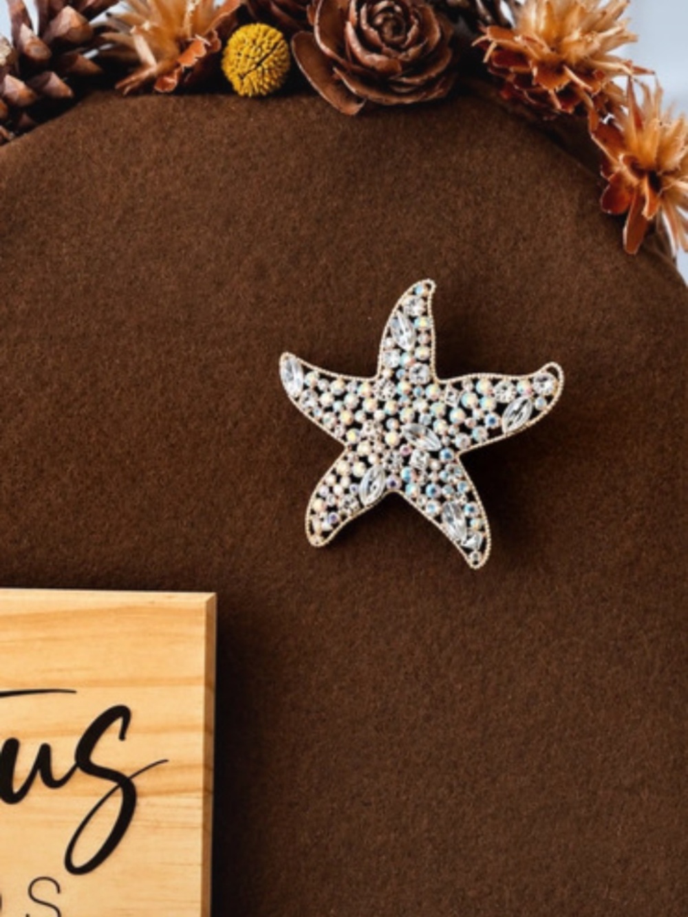 Sparkling Rhinestone Starfish Brooch | 2.5” Crystal Statement Pin | NWOT